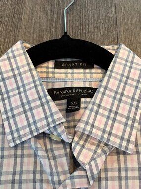 Banana Republic Slim Fit Dress Shirt - Pink & Grey - XS